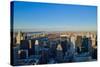 Panoramic views of New York City at sunset looking toward Central Park from Rockefeller Square "...-null-Stretched Canvas