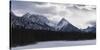 Panoramic winter landscape of the Canadian Rocky Mountains at the Lower Kananaskis Lake, Alberta, C-JIA HE-Stretched Canvas