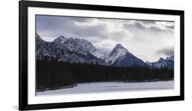 Panoramic winter landscape of the Canadian Rocky Mountains at the Lower Kananaskis Lake, Alberta, C-JIA HE-Framed Photographic Print