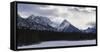 Panoramic winter landscape of the Canadian Rocky Mountains at the Lower Kananaskis Lake, Alberta, C-JIA HE-Framed Stretched Canvas