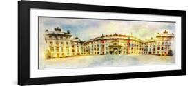 Panorana of Residenz in Prague Made in Artistic Watercolor Style-Timofeeva Maria-Framed Art Print