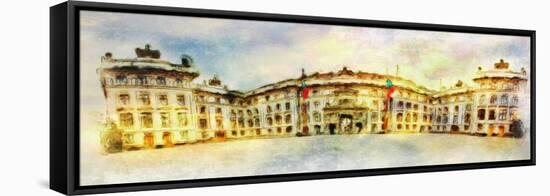 Panorana of Residenz in Prague Made in Artistic Watercolor Style-Timofeeva Maria-Framed Stretched Canvas