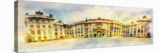 Panorana of Residenz in Prague Made in Artistic Watercolor Style-Timofeeva Maria-Stretched Canvas