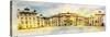Panorana of Residenz in Prague Made in Artistic Watercolor Style-Timofeeva Maria-Stretched Canvas