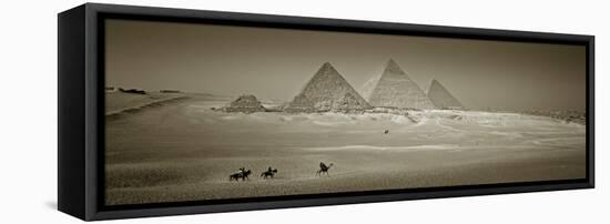 Panormic Image of the Pyramids at Giza, Cairo, Egypt-Jon Arnold-Framed Stretched Canvas