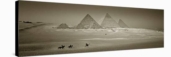 Panormic Image of the Pyramids at Giza, Cairo, Egypt-Jon Arnold-Stretched Canvas