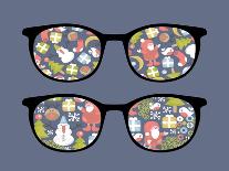 Retro Sunglasses with Monsters Reflection.-panova-Art Print