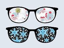 Retro Sunglasses with Winter Reflection in It.-panova-Art Print