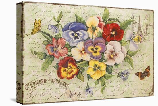 Pansies and Butterflies-Jean Plout-Stretched Canvas