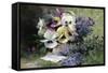 Pansies and Forget Me Not-Albert Tibulle de Furcy Lavault-Framed Stretched Canvas
