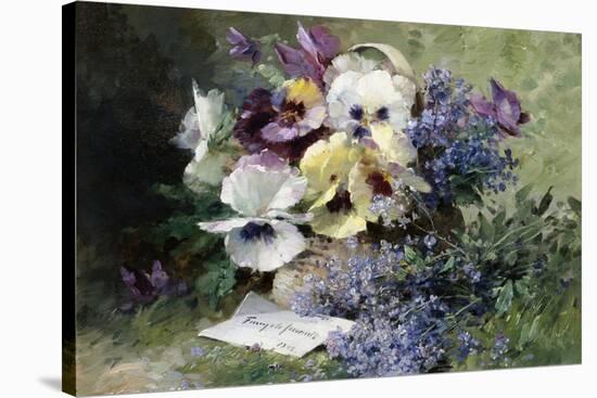 Pansies and Forget Me Not-Albert Tibulle de Furcy Lavault-Stretched Canvas