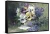 Pansies and Forget-Me-Not-Albert Tibulle de Furcy Lavault-Framed Stretched Canvas
