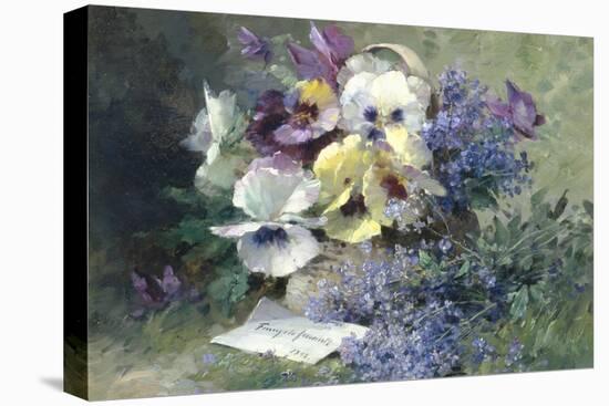 Pansies and Forget-Me-Not-Albert Tibulle de Furcy Lavault-Stretched Canvas