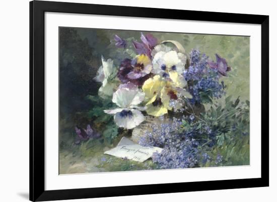 Pansies and Forget-Me-Not-Albert Tibulle de Furcy Lavault-Framed Giclee Print