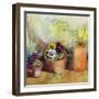 Pansies and Terracotta Pots-Karen Armitage-Framed Giclee Print