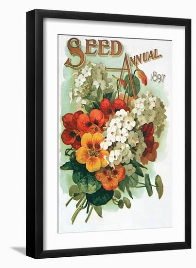 Pansies and White Flowers-null-Framed Premium Giclee Print