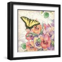 Pansies & Butterflies-Julie Paton-Framed Art Print