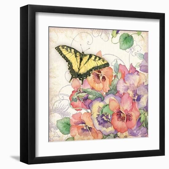 Pansies & Butterflies-Julie Paton-Framed Art Print