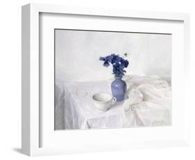 Pansies in a Blue Vase, Still Life, 1990-Arthur Easton-Framed Giclee Print