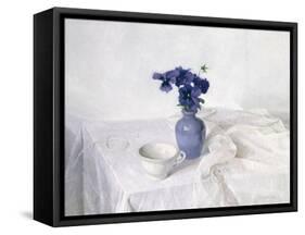 Pansies in a Blue Vase, Still Life, 1990-Arthur Easton-Framed Stretched Canvas