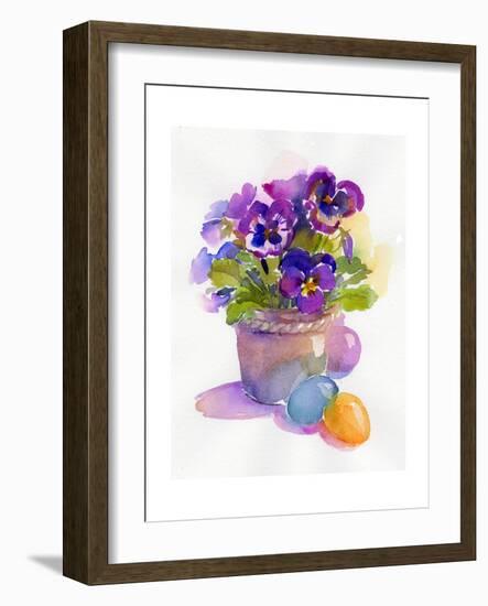 Pansies with Easter Eggs, 2014-John Keeling-Framed Giclee Print