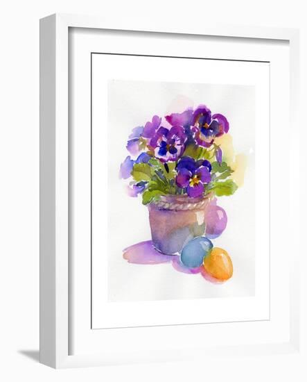 Pansies with Easter Eggs, 2014-John Keeling-Framed Giclee Print