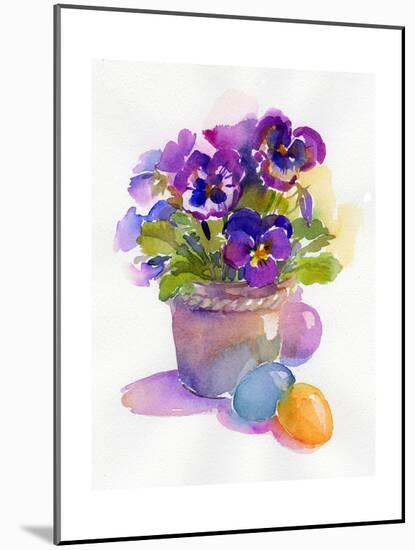 Pansies with Easter Eggs, 2014-John Keeling-Mounted Giclee Print