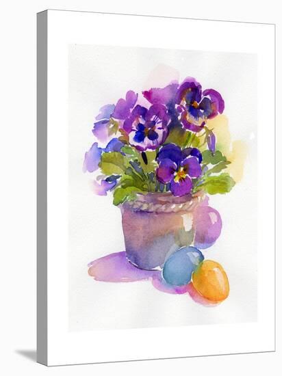 Pansies with Easter Eggs, 2014-John Keeling-Stretched Canvas