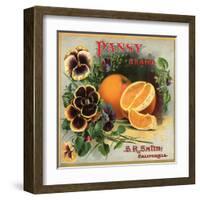 Pansy Brand - California - Citrus Crate Label-Lantern Press-Framed Art Print