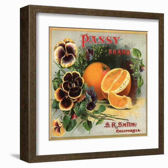 Pansy Brand - California - Citrus Crate Label-Lantern Press-Framed Art Print