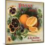 Pansy Brand - California - Citrus Crate Label-Lantern Press-Mounted Art Print