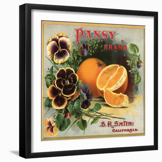 Pansy Brand - California - Citrus Crate Label-Lantern Press-Framed Art Print