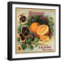 Pansy Brand - California - Citrus Crate Label-Lantern Press-Framed Art Print