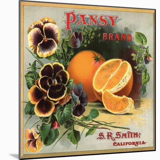 Pansy Brand - California - Citrus Crate Label-Lantern Press-Mounted Art Print