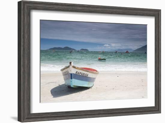 Pantano Do Sul Beach and Fisherman's Boat on Florianopolis Island in Southern Brazil-Alex Saberi-Framed Photographic Print