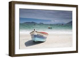 Pantano Do Sul Beach and Fisherman's Boat on Florianopolis Island in Southern Brazil-Alex Saberi-Framed Photographic Print