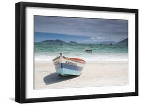 Pantano Do Sul Beach and Fisherman's Boat on Florianopolis Island in Southern Brazil-Alex Saberi-Framed Photographic Print