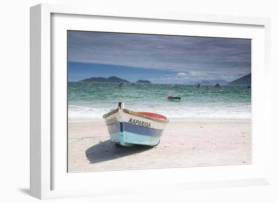 Pantano Do Sul Beach and Fisherman's Boat on Florianopolis Island in Southern Brazil-Alex Saberi-Framed Photographic Print