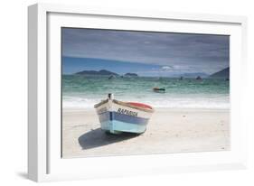 Pantano Do Sul Beach and Fisherman's Boat on Florianopolis Island in Southern Brazil-Alex Saberi-Framed Photographic Print