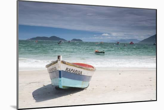 Pantano Do Sul Beach and Fisherman's Boat on Florianopolis Island in Southern Brazil-Alex Saberi-Mounted Photographic Print