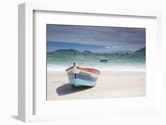 Pantano Do Sul Beach and Fisherman's Boat on Florianopolis Island in Southern Brazil-Alex Saberi-Framed Photographic Print