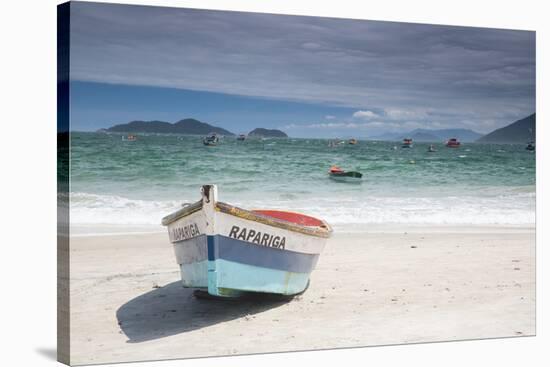 Pantano Do Sul Beach and Fisherman's Boat on Florianopolis Island in Southern Brazil-Alex Saberi-Stretched Canvas