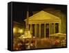 Pantheon Illuminated at Night in Rome, Lazio, Italy, Europe-Rainford Roy-Framed Stretched Canvas