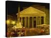 Pantheon Illuminated at Night in Rome, Lazio, Italy, Europe-Rainford Roy-Stretched Canvas