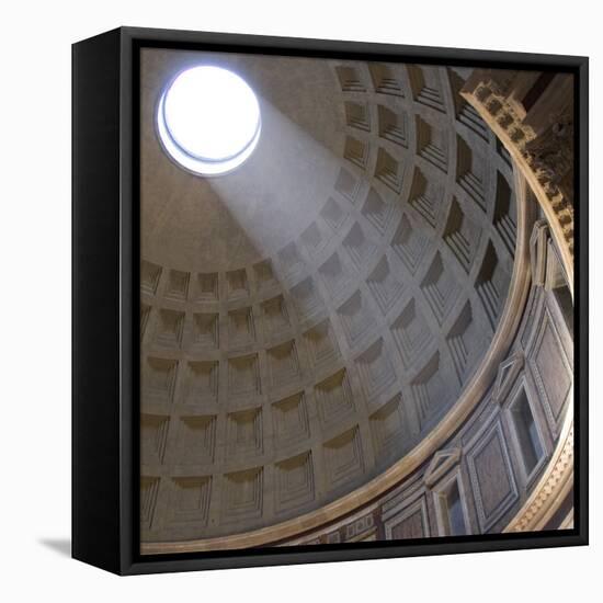 Pantheon, Rome. Shaft of Sunlight Through Oculus in Dome-Mike Burton-Framed Stretched Canvas