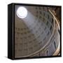 Pantheon, Rome. Shaft of Sunlight Through Oculus in Dome-Mike Burton-Framed Stretched Canvas