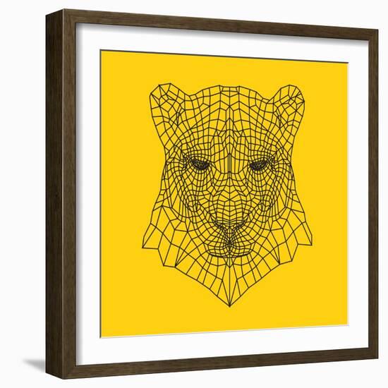 Panther Head Yellow Mesh-Lisa Kroll-Framed Art Print