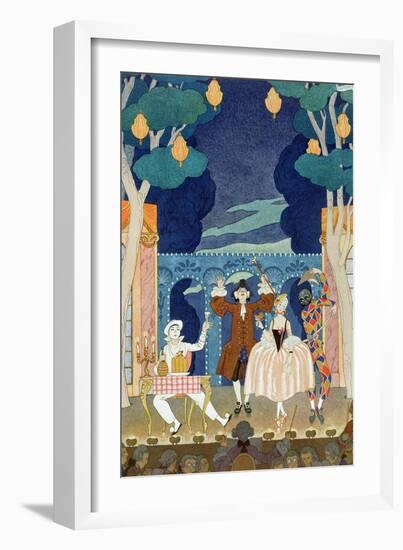 Pantomime Stage, Illustration for "Fetes Galantes" by Paul Verlaine 1924-Georges Barbier-Framed Giclee Print