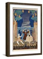 Pantomine Pierrot and Harlequin A man and pretty woman All on a stage-Georges Barbier-Framed Giclee Print