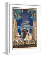 Pantomine Pierrot and Harlequin A man and pretty woman All on a stage-Georges Barbier-Framed Giclee Print